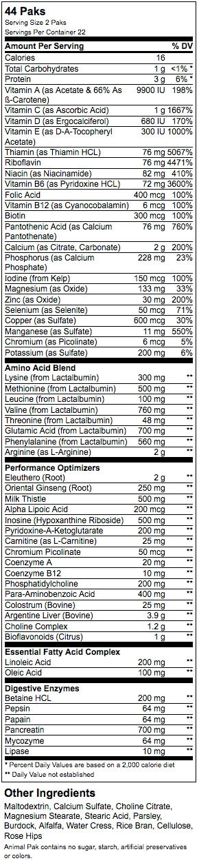 Animal Pak - 15 pakki