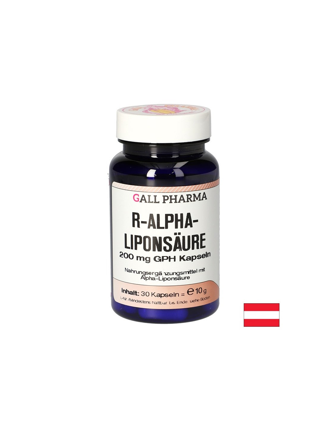 Antioxidante, prevención de diabetes: ácido lipoico R -alfa, 30 cápsulas