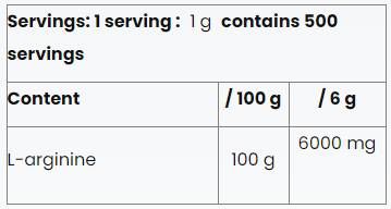 Σκόνη L-αργινίνης | 100% καθαρό - 500 γραμμάρια