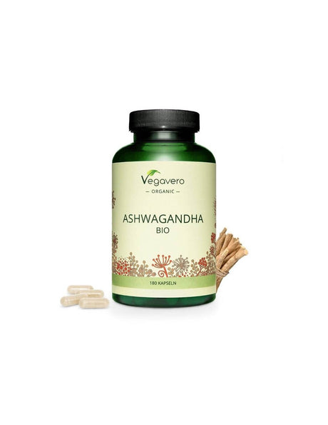 Ashwagandha BIO/ Био Ашваганда, 180 капсули, 100% Vegan Vegavero - Feel You