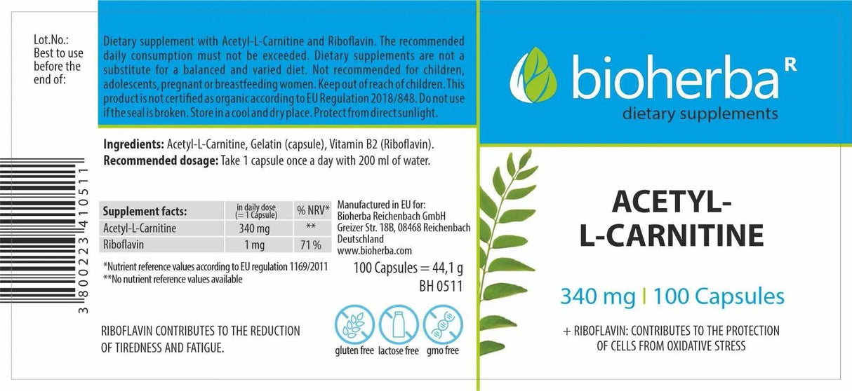 Acetil L -carnitina 250 mg - 100 cápsulas