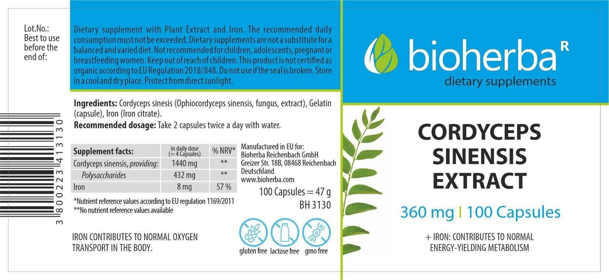 Cordyceps Sinensis 360 mg - 100 капсули - Feel You