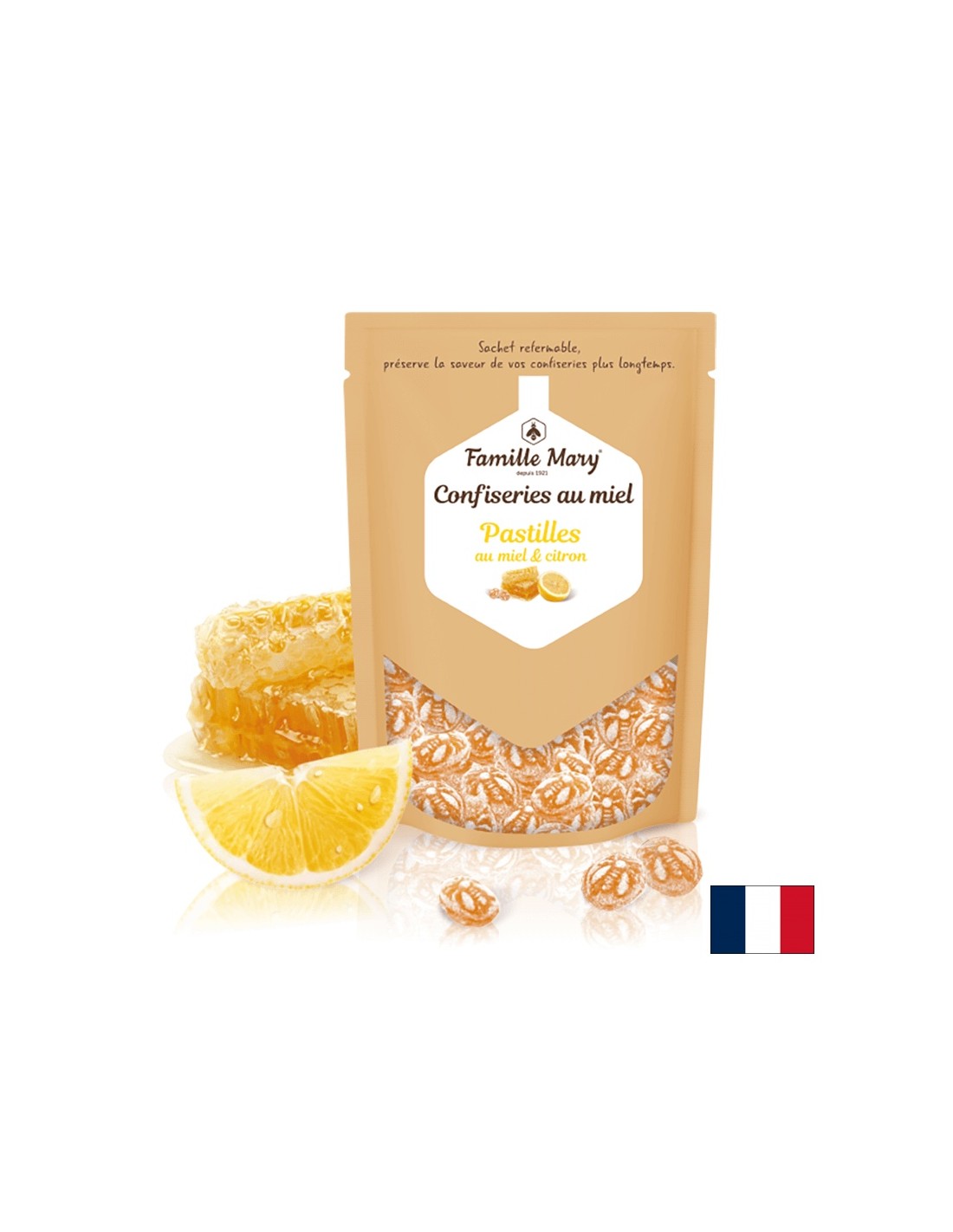 Herbal candy with honey and lemon for a healthy throat, 250 g