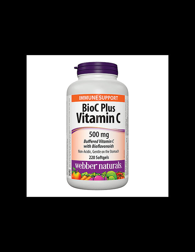 BioC Plus Vitamin C 500 mg - Витамин С 500 mg (буфериран) с Биофлавоноиди 60 mg, 220 софтгел капсули - Feel You