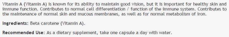 Beta Carotene (Vitamin A) 1200 mcg - 100 капсули - Feel You