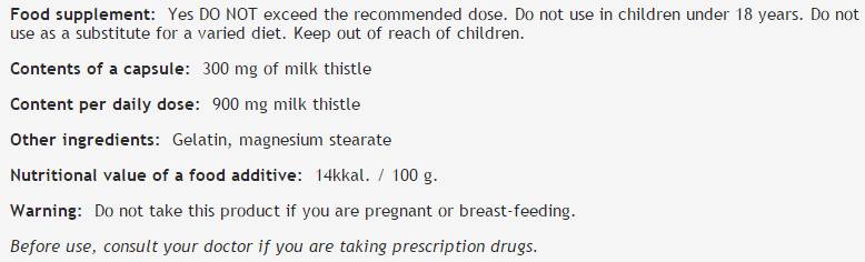 Milk Thistle 300 mg - 100 cápsulas