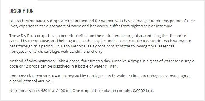 Bach Drops Menopause - 50 ml