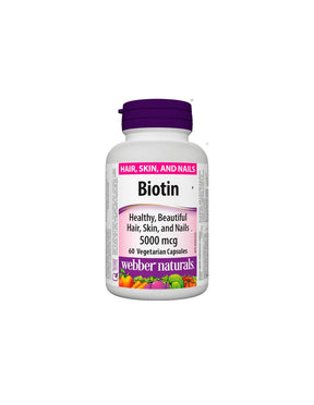 Biotin / Biotin, 5000 mcg, 60 capsules Webber Naturals - Nutra Best Europe