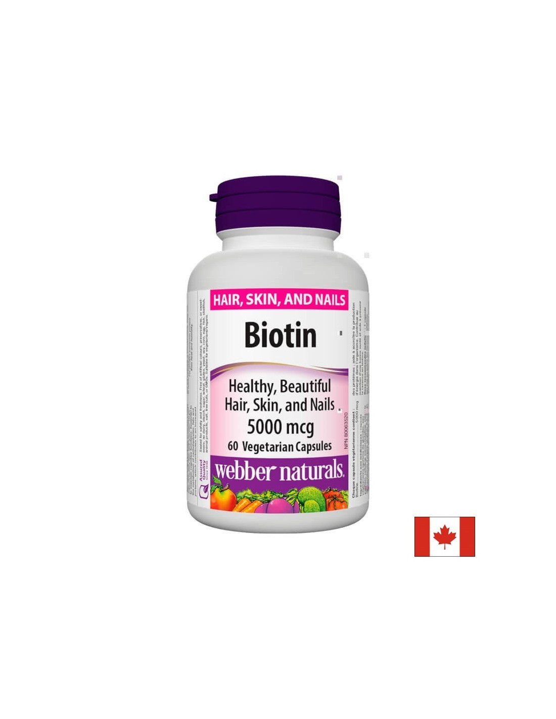 Biotin / Biotin, 5000 mcg, 60 Webber natierlech Kapselen