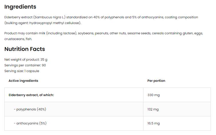 Elderberry Extrakt 330 mg | Reiwen 90 Kapselen