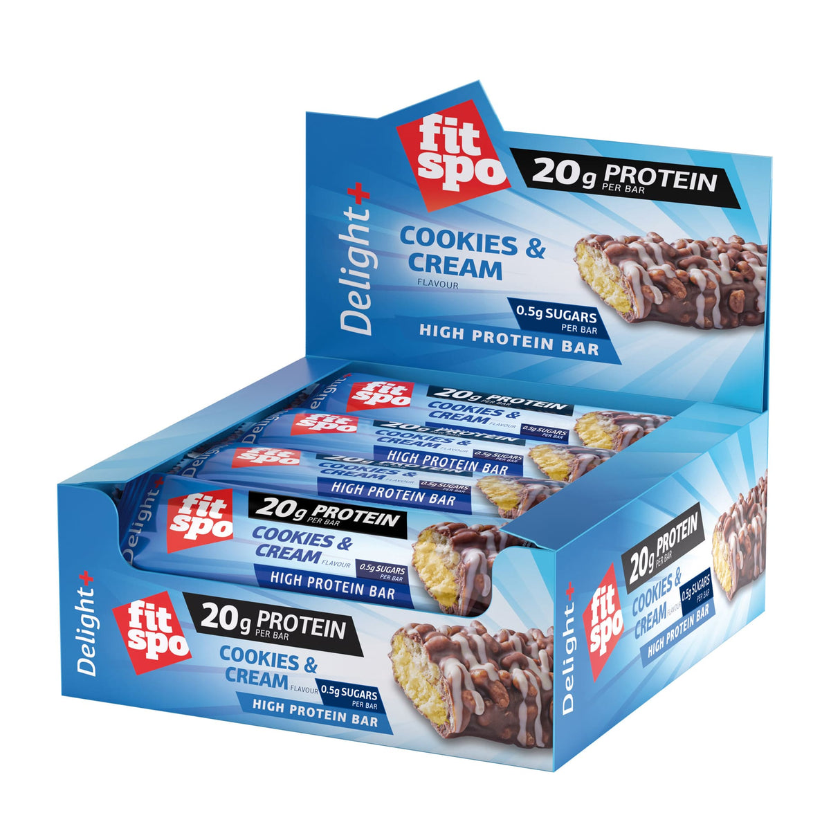 Delight+ Protein Bar Cookies and Cream - 12 x 60 gramů