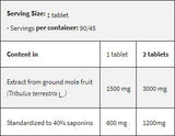 Tribulus terrestris 1500 / maksimaalne tugevus 90 tabletti