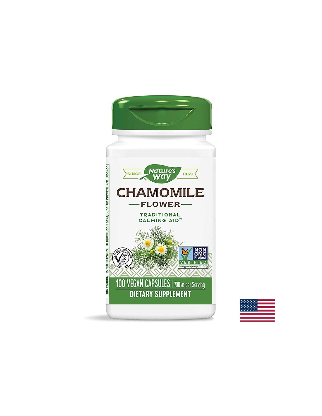 Chamomile (flower) - For nervous and stomach disorders, 100 capsules