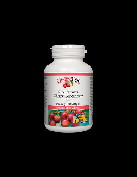 При подагра - Череша супер концентрат - CherryRich™ 500 mg, 90 софтгел капсули Natural Factors - Feel You