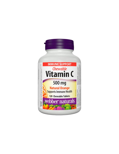 Chewable Vitamin C Natural Orange - Витамин С 500 mg, 120 дъвчащи таблетки с вкус на портокал Webber Naturals - Feel You