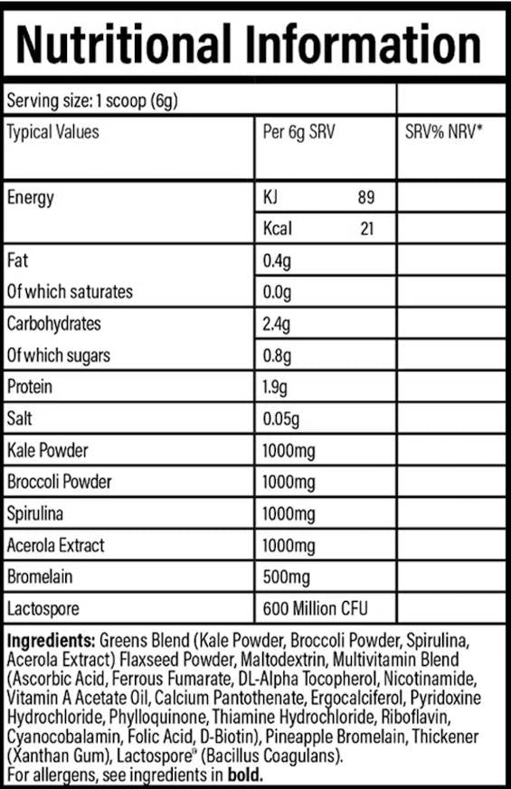 Veggie-Might | 3 ühes täielikus valemis ~ rohelised ja multi -vitamiin ja probiootikumid - 180 grammi