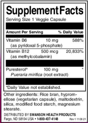 Pueraria Mirifica - Puresterol® | with Vitamin B6 & B-12 - 60 капсули