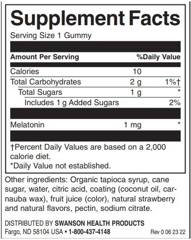 Crianças Melatonin Gummies 1 mg | Strawberry 60 comprimidos mastigáveis