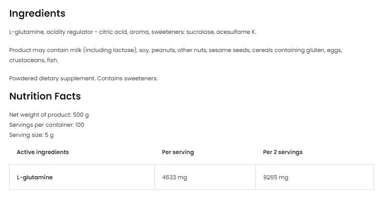 Glutamine Powder - 300 grams