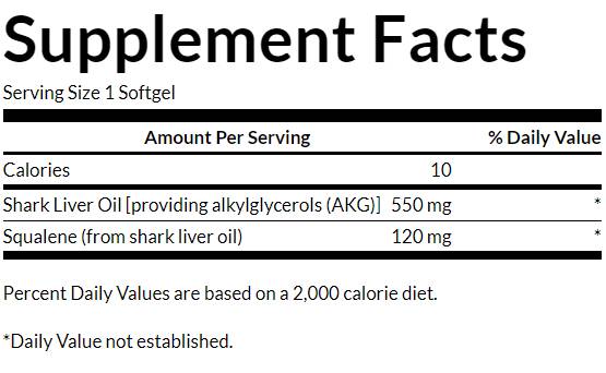 Shark Liver Oil 550 mg 60 gel capsules