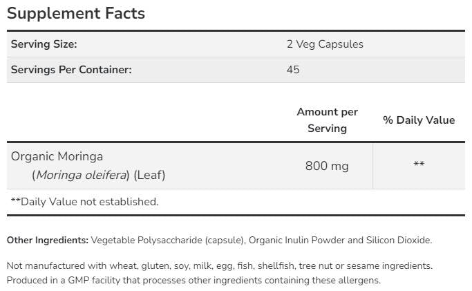 Moringa Leaf 400 mg - 90 капсули - Feel You