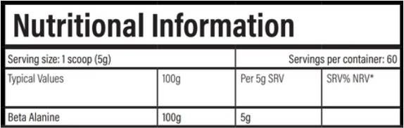 JP Beta Alanine Powder - 300 grammes