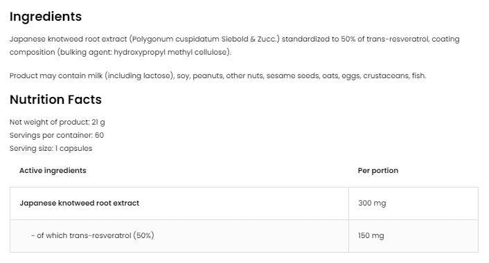 Resveratrol 150 mg / vege 60 cápsulas