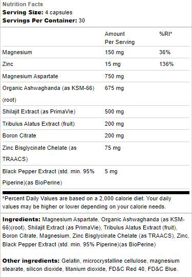 Test Support | with Ashwagandha & Shilajit - 120 капсули