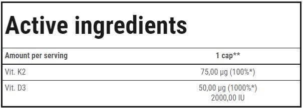 VIT. D3 + K2 (MK-7) | Vitaminas D ir vitamino K2 formulė 60 kapsulės