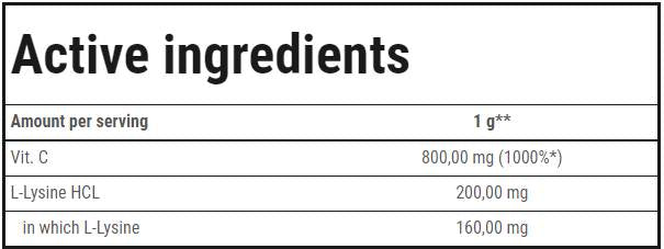 Vitamin C + L -Llysine Powder - 300 grams