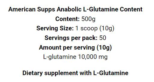 Anabolic L -Glutamine - 500 grams