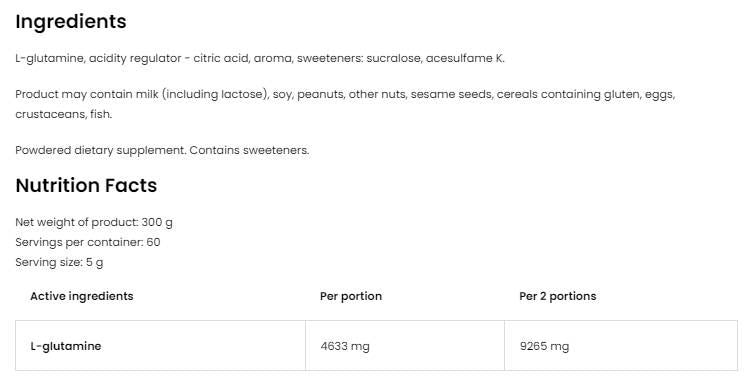 Glutamine Powder - 300 grams