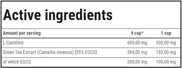 L-Carnitine + Green Tea Caps - 180 капсули