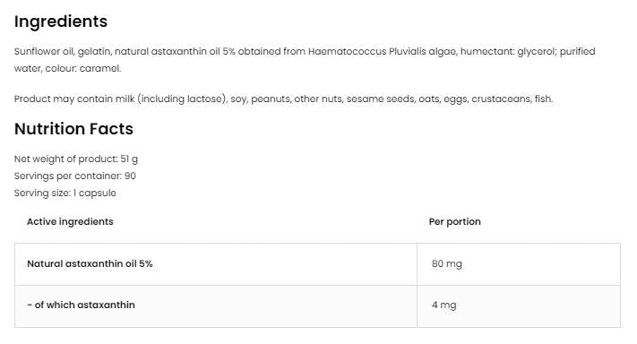 Astaxantina Forte 4 mg 90 cápsulas de gel