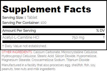 Alcar / Acetyl L -Carnitine 750 mg - 100 tablets