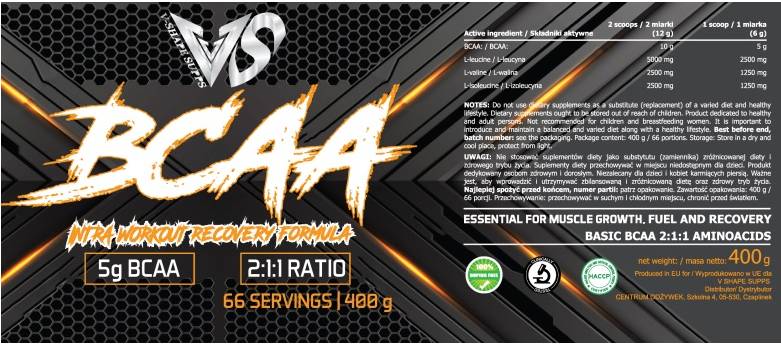 BCAA 2: 1: 1 | Intra Workout Recovery Formula - 400 grams