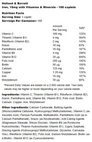 Iron 15 mg | With Vitamins and Minerals 100 capsules