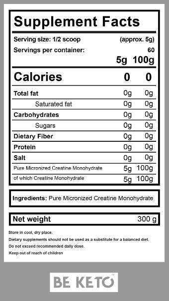 Creatine monyydréiert - 100% reng - 300 Gramm