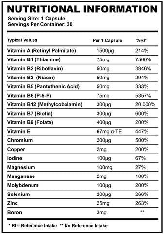 Multi Vitamin and Mineral+ - 30 capsules