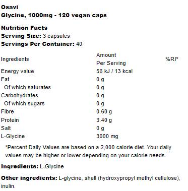 Glicina 1000 mg - 120 cápsulas