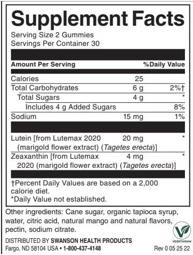 Lutein &يaxanthin Gumien | Mango - 60 chewable Pëllen