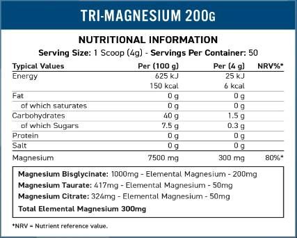 Tri-Magnesiumpulver | Bisglycinat, tarate & Citrate - 200 Gramm