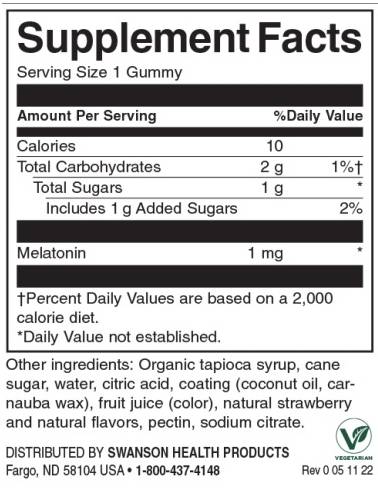 Melatonin Low Dose Gummies 1 mg | Strawberry - 60 chewable tablets