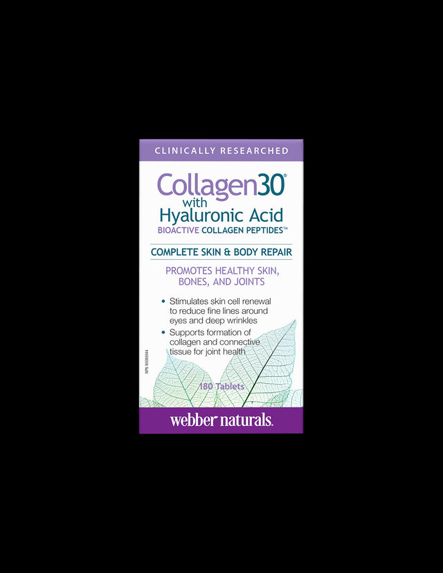 Collagen30® with Hyaluronic Acid / Колаген (биоактивни колагенови пептиди) с хиалуронова киселина, 180 таблетки Webber Naturals - Feel You