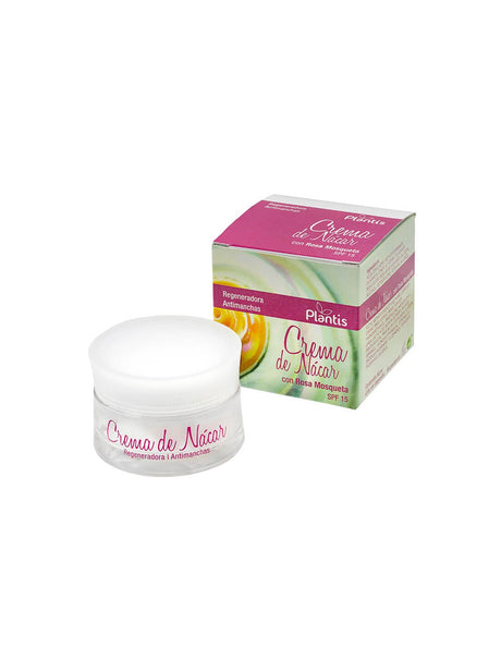 Крем за лице с шипки и перлен прах (защитен фактор 15) - Crema de Nácar con Rosa Mosqueta SPF 15 Plantis®, 50 ml Artesania - Feel You