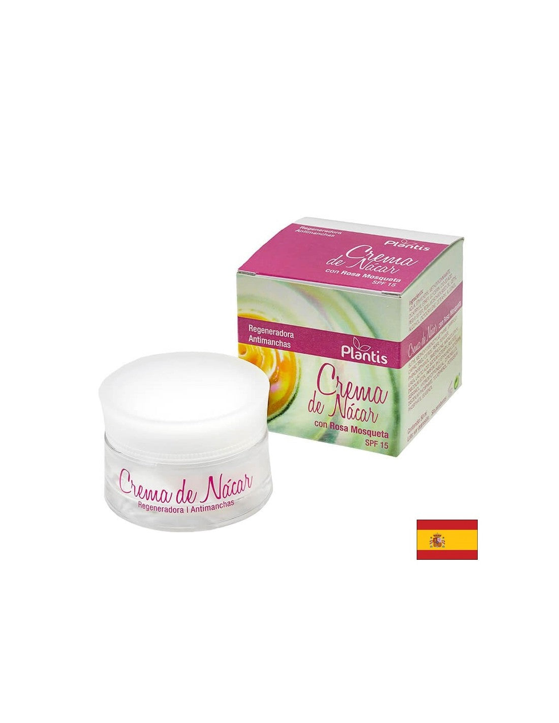 Veido kremas su rožių ir perlų dulkėmis (apsauginis faktorius 15) - „Crema de Nácar Con Rosa Mosqueta SPF 15 PlANIS®“, 50 ml Artesania