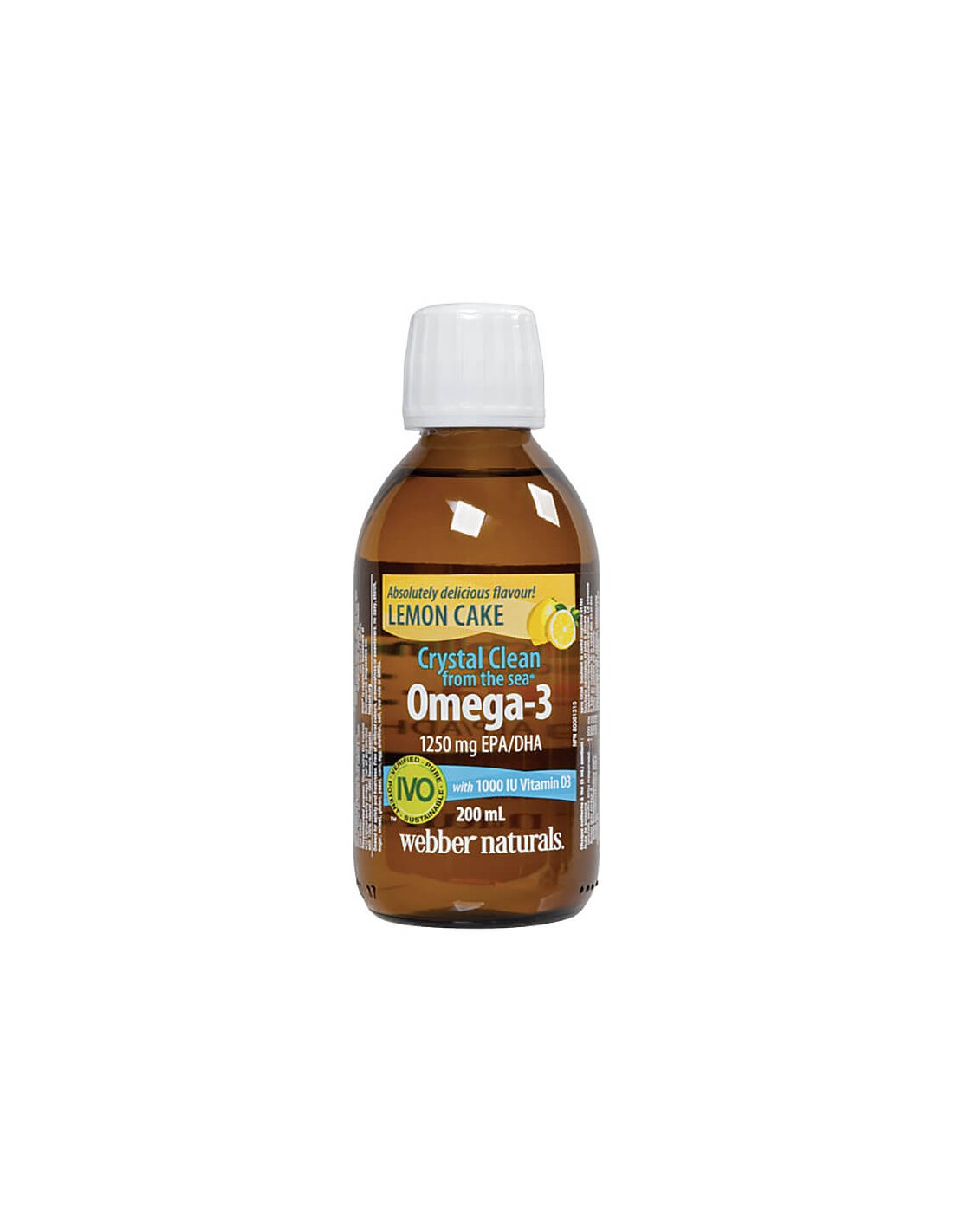 Crystal Clean from the sea® Omega-3 1250 mg (EPA/DHA 750/500) - Омега-3 + витамин D3 1000 IU, 200 ml Webber Naturals - Feel You