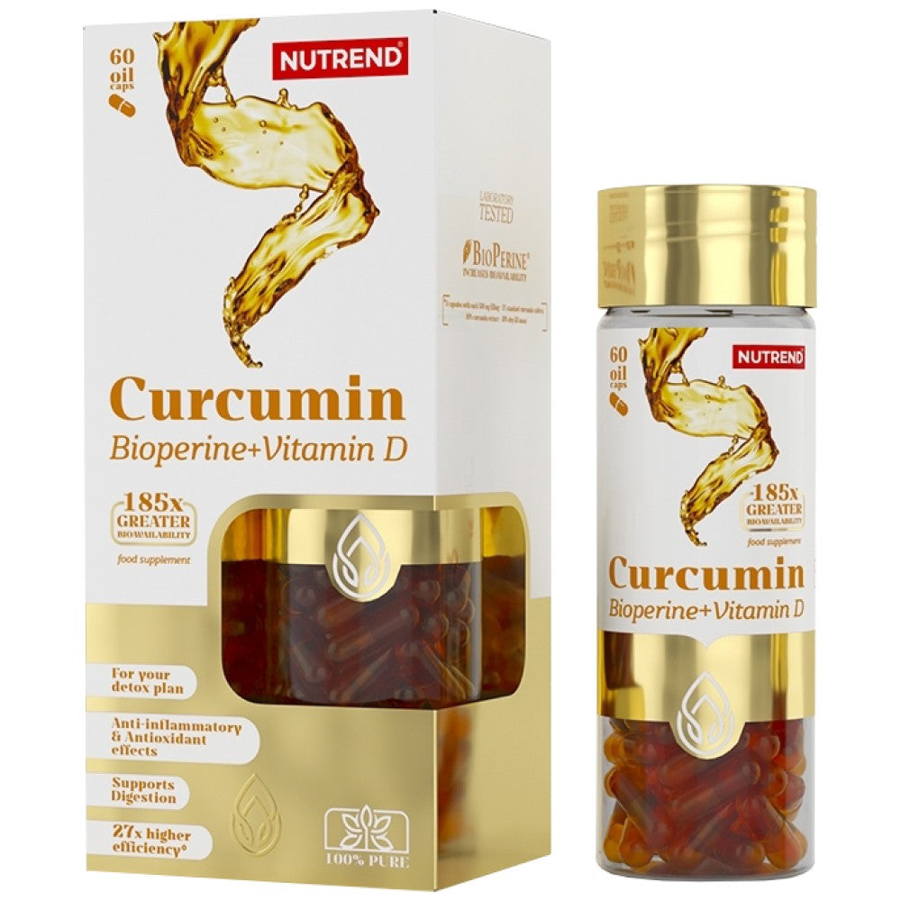 Curcumina + bioperina + vitamina D - 60 cápsulas