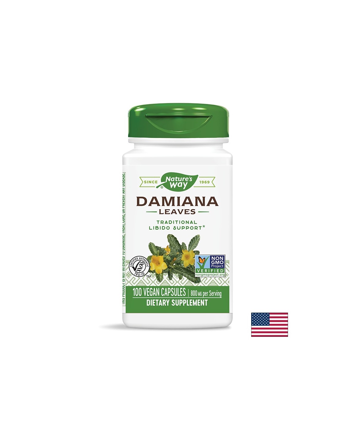 Damiana lapai - 100 kapsulių