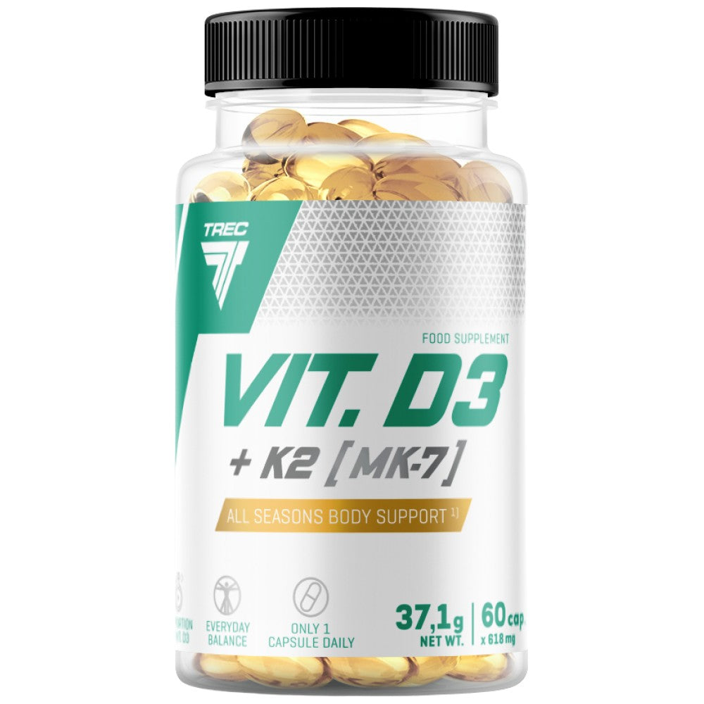 VIT. D3 + K2 (MK-7) | Vitaminas D ir vitamino K2 formulė 60 kapsulės